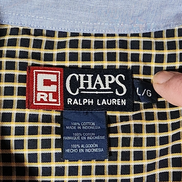 Ralph Lauren Chaps Mens Large Shirt Black Plaid Check Long Sleeve Button-Down - Picture 9 of 11